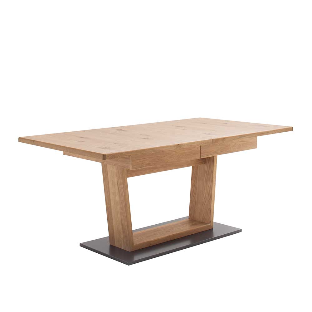 Großer Design Ausziehtisch mit V-Säulenfuß - Assela