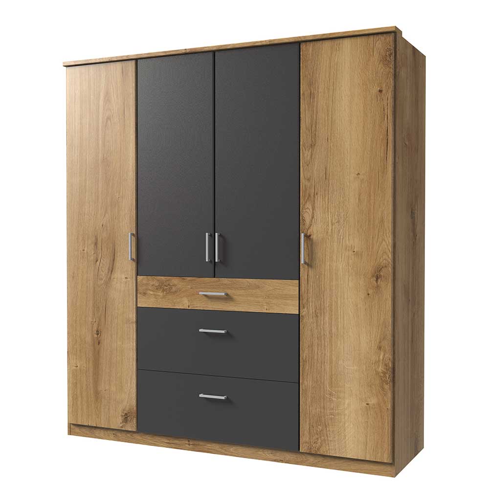 Schlafzimmerschrank in Plankeneiche Dekor - Leviza