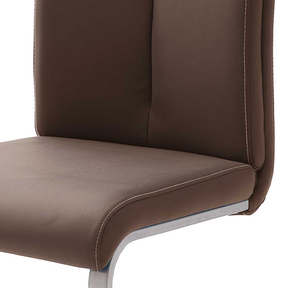 Swingstuhl in Braun Kunstleder Lemgo mit Edelstahlgestell (4er Set)