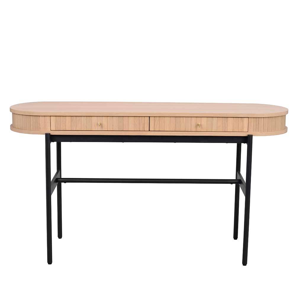 Ovaler Schreibtisch in Eiche White Wash - Sestron