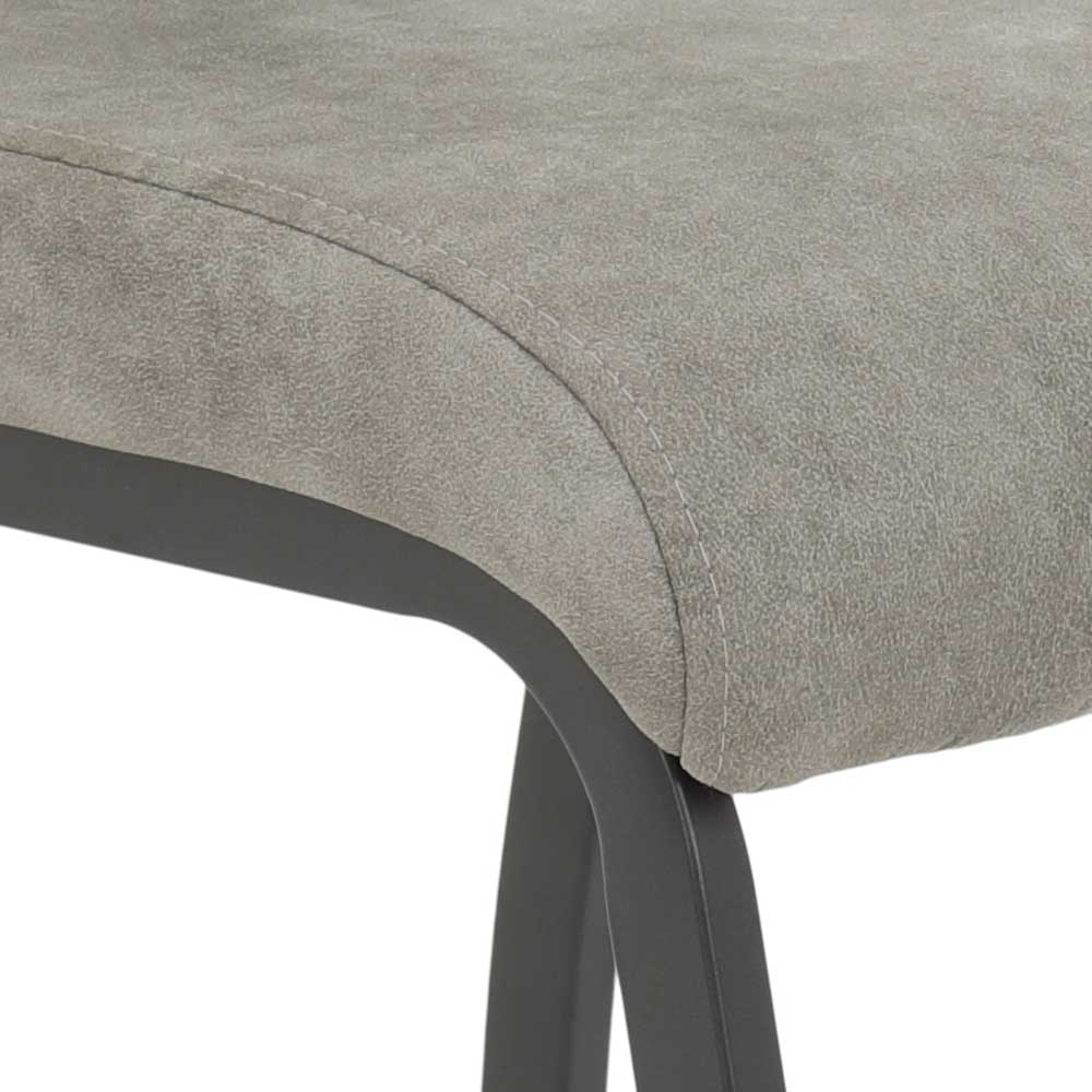 Komfortable Sitzfläche und robuste Metallbeine des grauen Esszimmerstuhls – Ligure