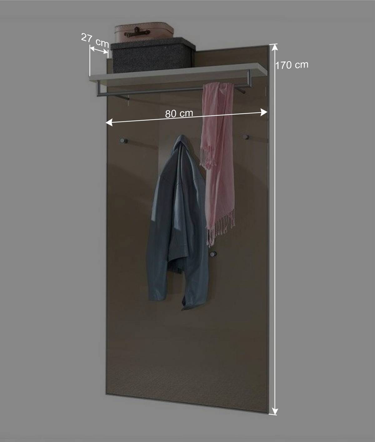 Garderobenmöbel Set Srocca in Taupe Glas beschichtet (dreiteilig)