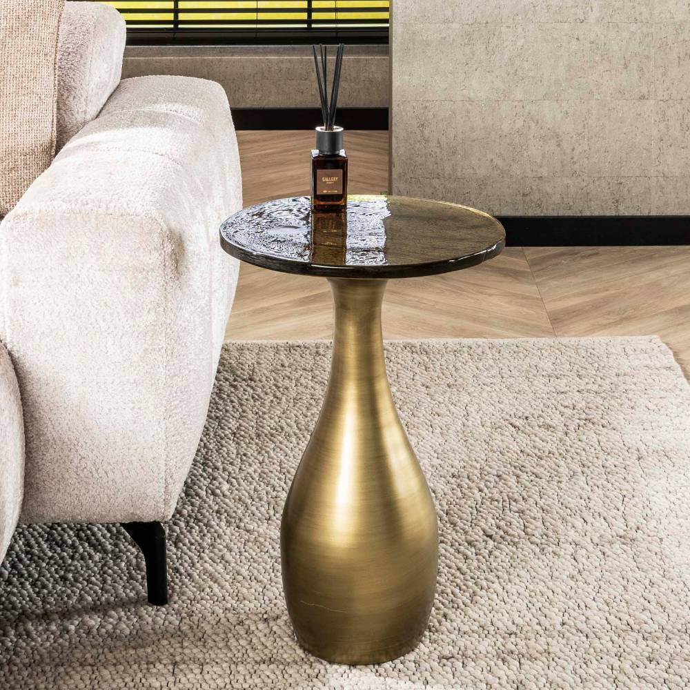 Design-Beistelltisch mit Gussglas Platte - Vianada
