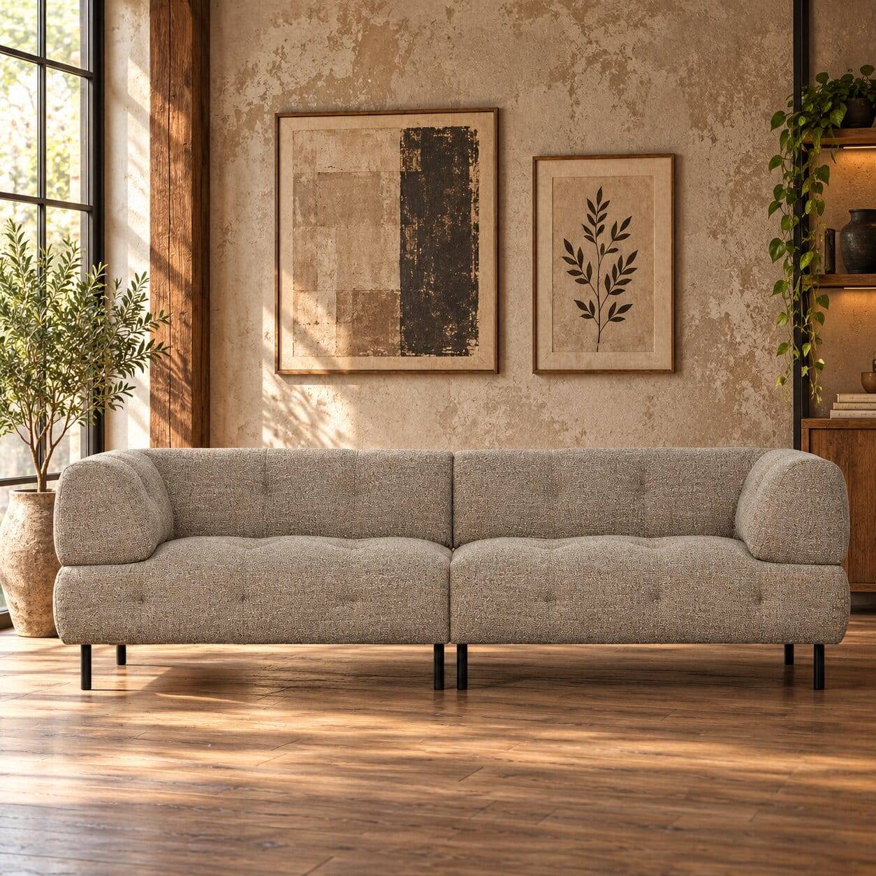 Dreisitzer Sofa in Hellbraun meliert - Traudarian
