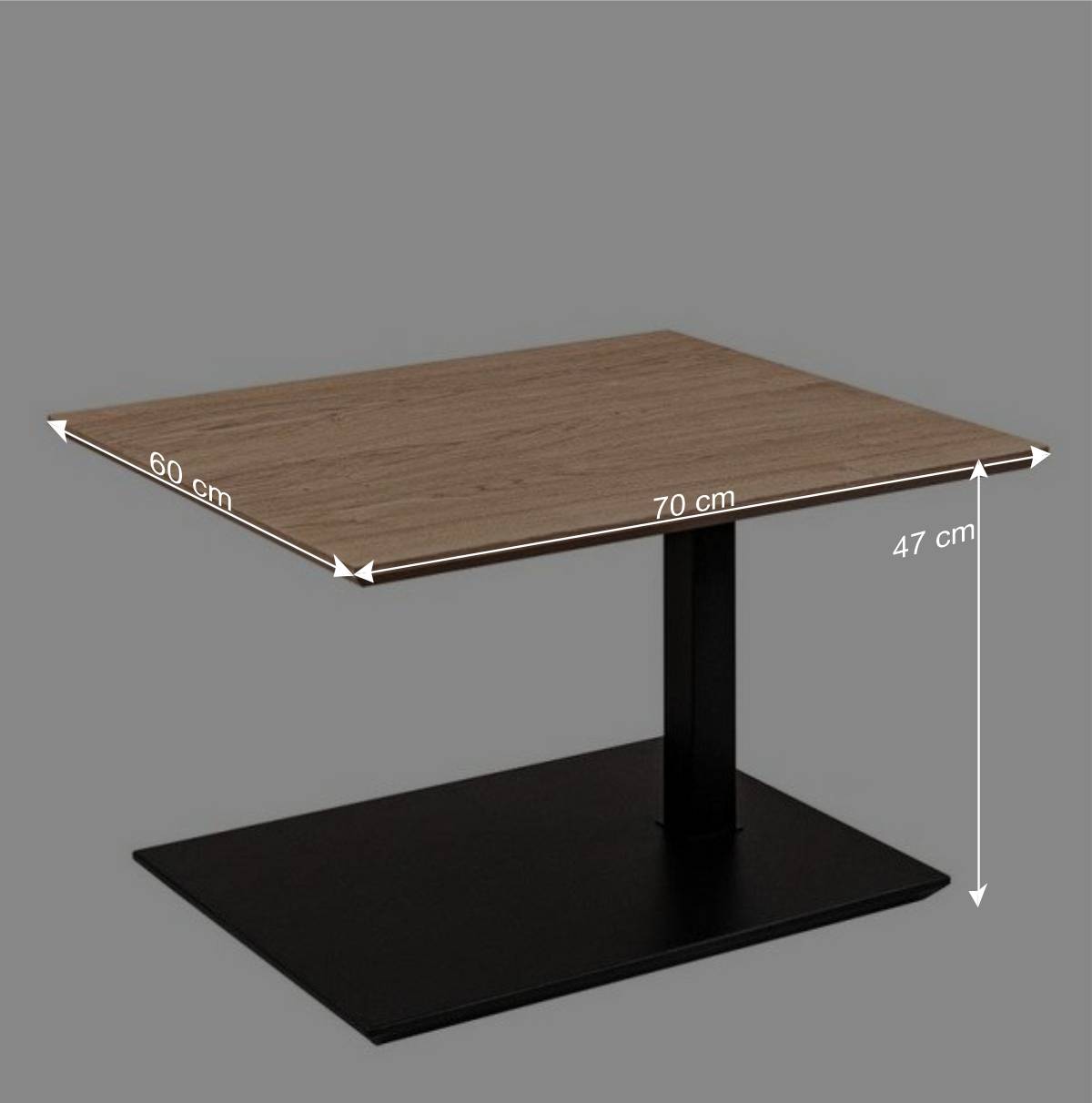 70x60 cm Höhenverstellbarer Tisch in Wildeiche Furnier - Anram