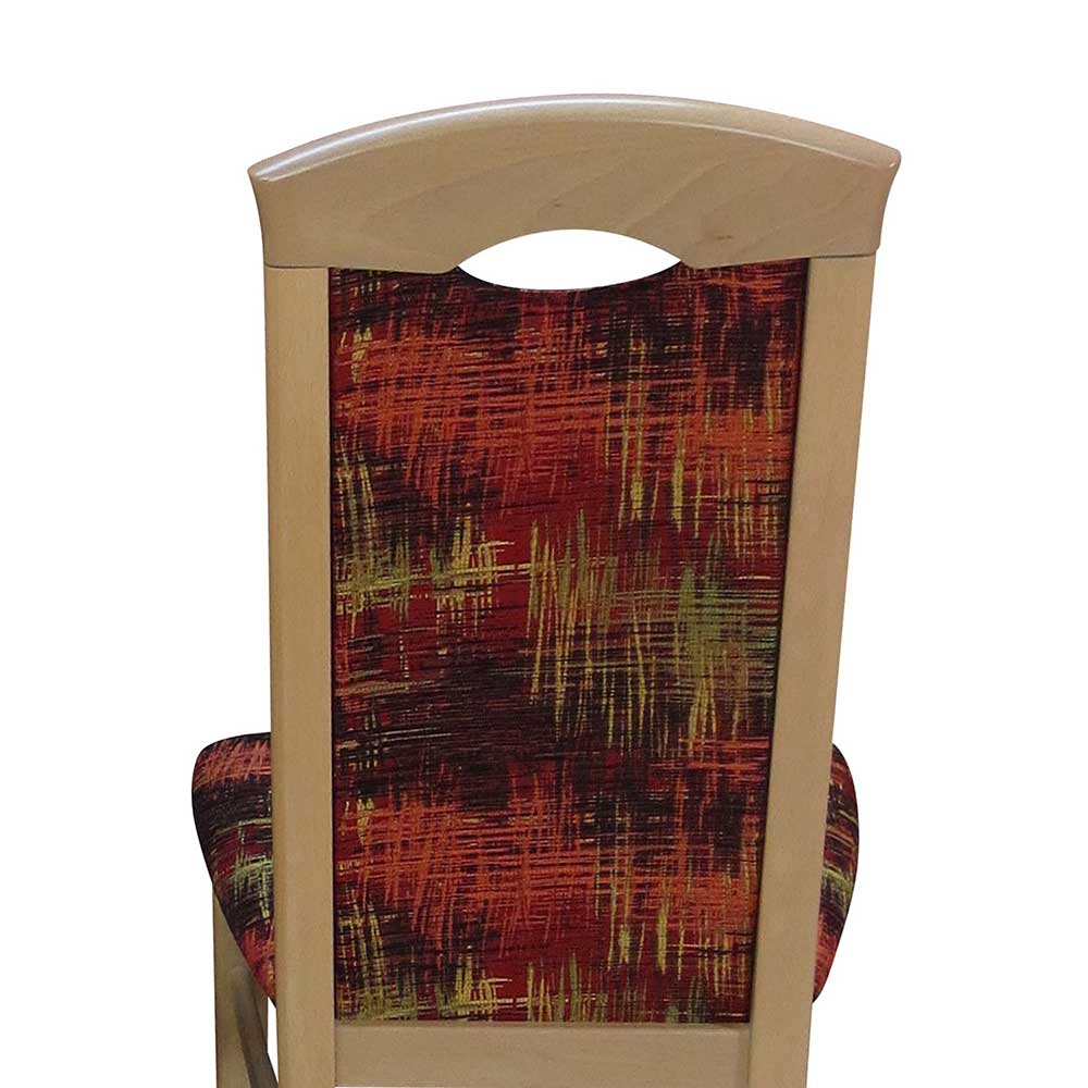 Polsterstuhl mit Stoff Rot gemustert Cora & Buchefarben (2er Set)