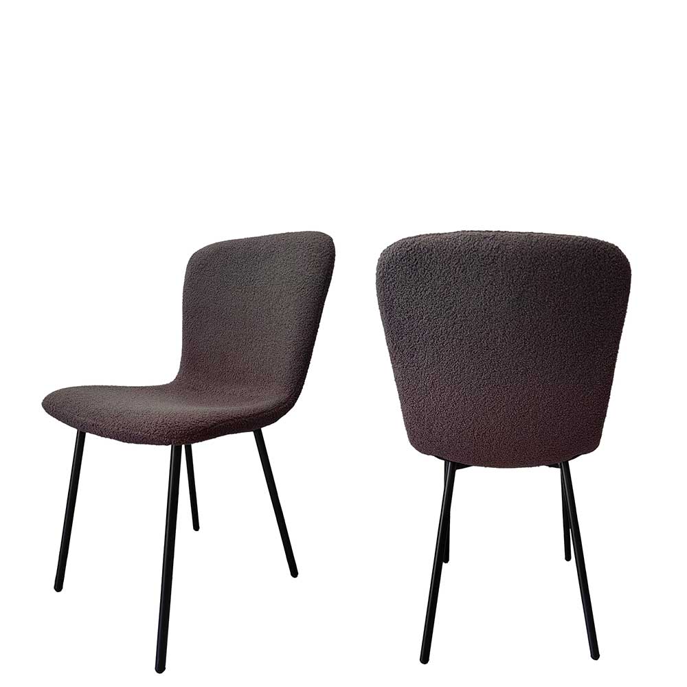 Schalenstühle in Dunkelgrau Boucle - Cranita (4er Set)