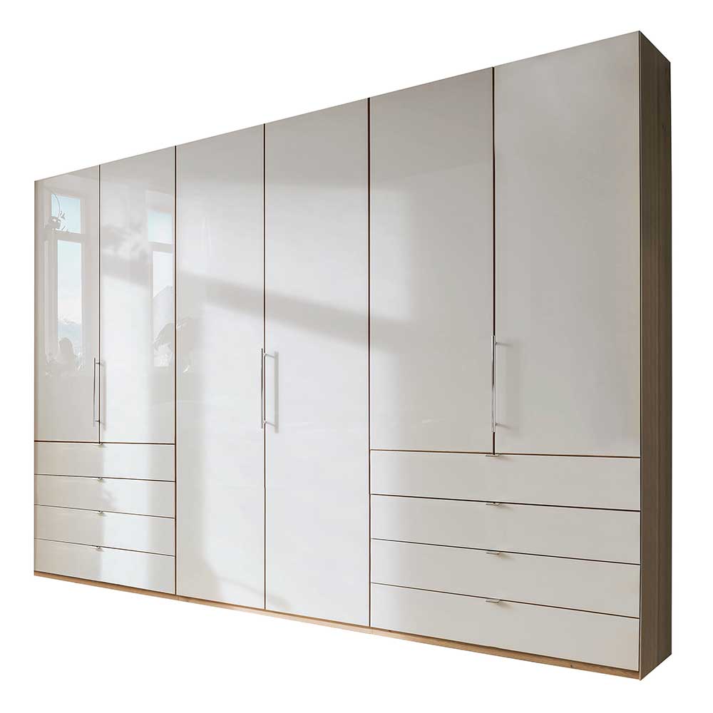 Kombi Schlafzimmerschrank mit Glas Front Beige - Lesegano