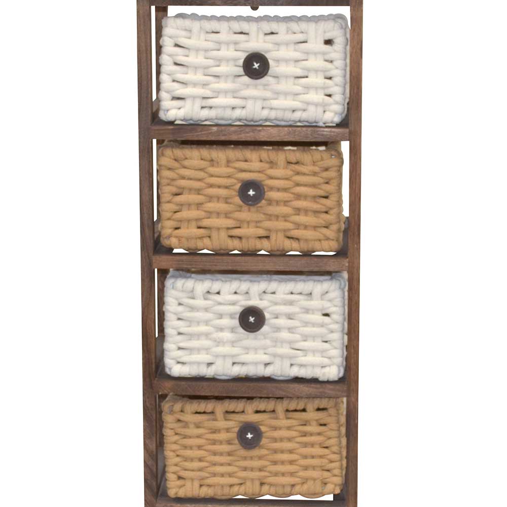 30x73x25 Braunes Holzregal mit vier Körben - Zeus