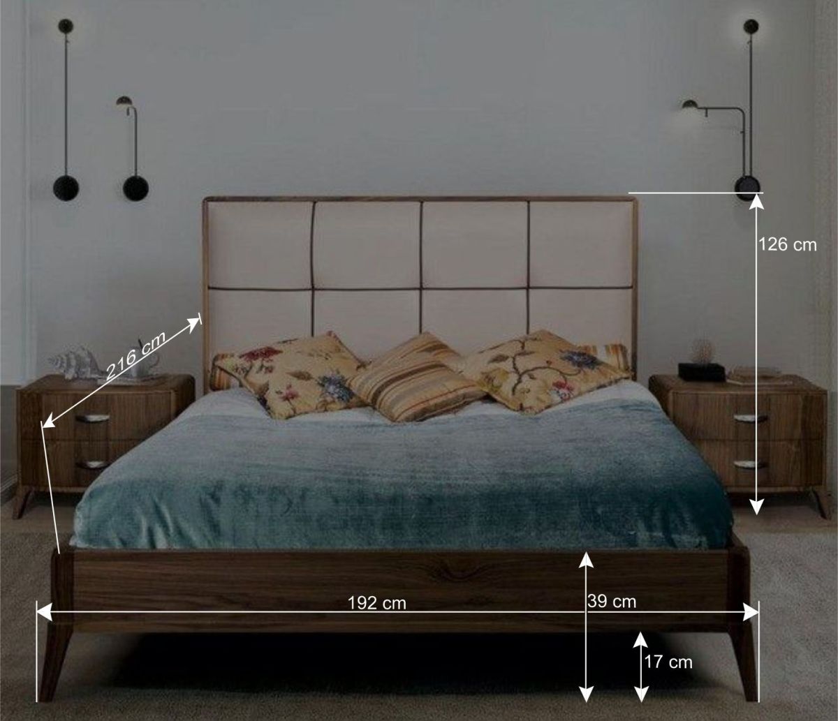 180x200 Designbett & Nachttische - Zalto (dreiteilig)