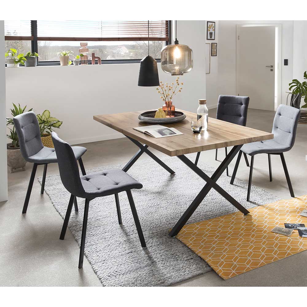 160x90 Tisch mit X-Füßen & Stühle - Zandras (fünfteilig)