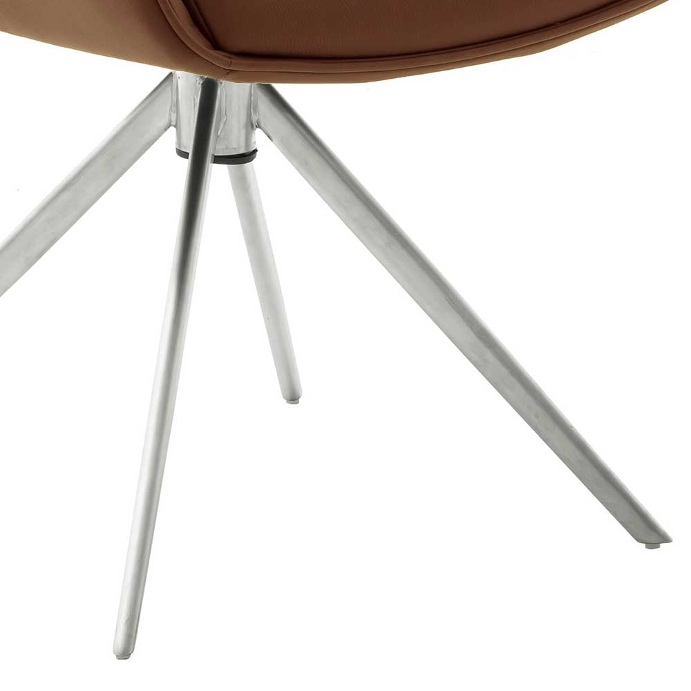 Leder Tischsessel in Braun - Calenia (2er Set)