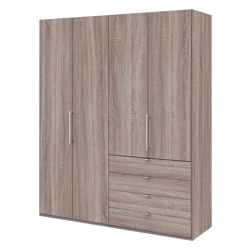 Kombi-Schlafzimmerschrank in dunklem Eiche Dekor - Crenba
