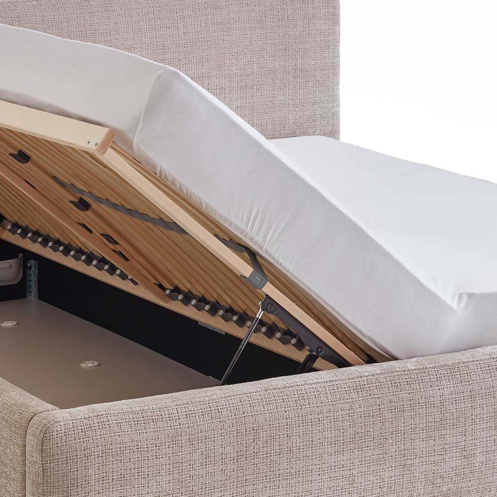 Stauraum Doppelbett in Beige Boucle - Lazium