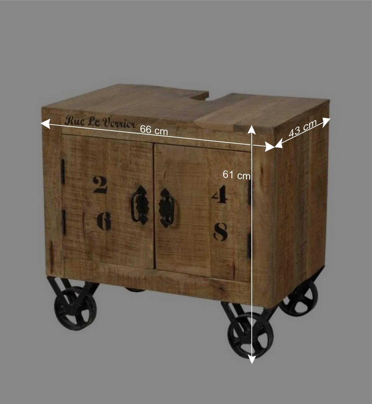 Industry Badezimmer Einrichtung aus Holz - Indri (dreiteilig)