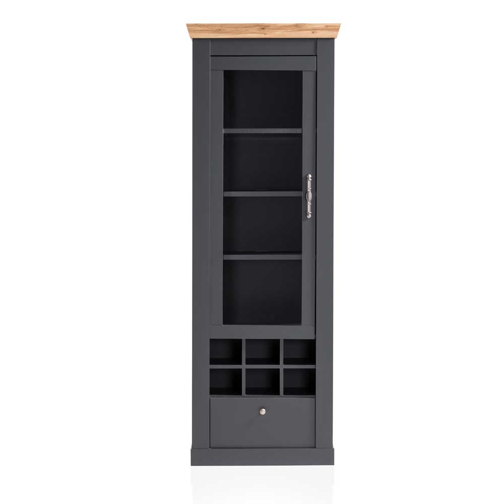 1-türige Vitrine mit Flaschenfächern & Schublade - Lionel