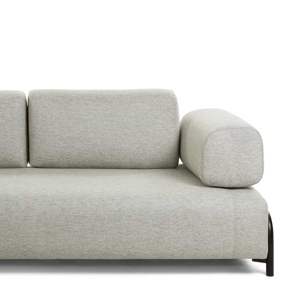 Modernes Stoffsofa in Beige mit runder Armlehne rechts und bequemen Rückenpolstern – Aberdeens