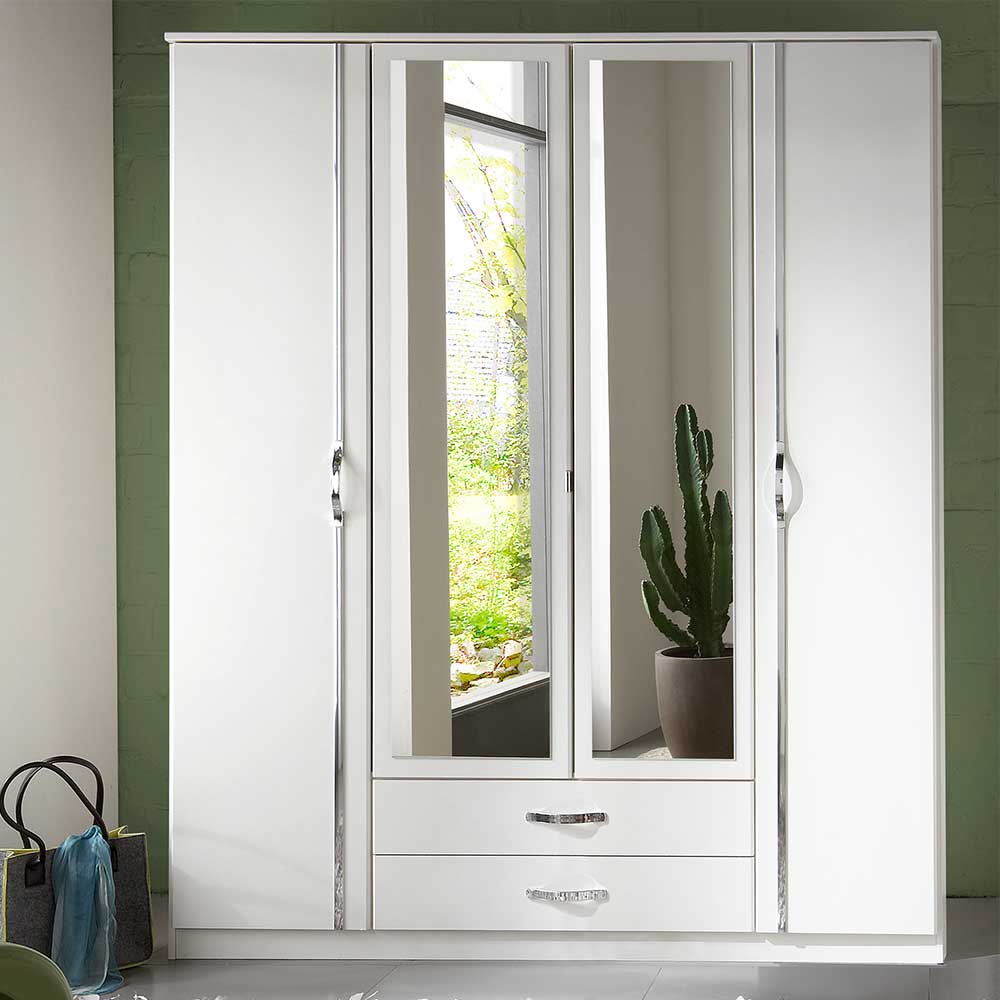 Klassischer Kleiderschrank in Weiß mit Chrom - Miracella