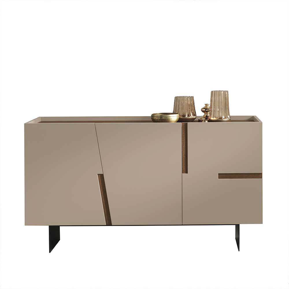 3-türiges Sidebodard in Taupe und Teak - Cadiz