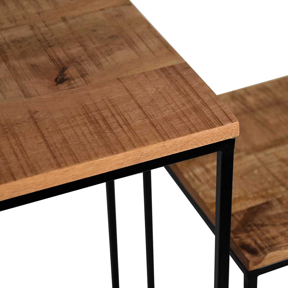 Beistelltisch Set in Mangoholz Natur - Asnada (zweiteilig)
