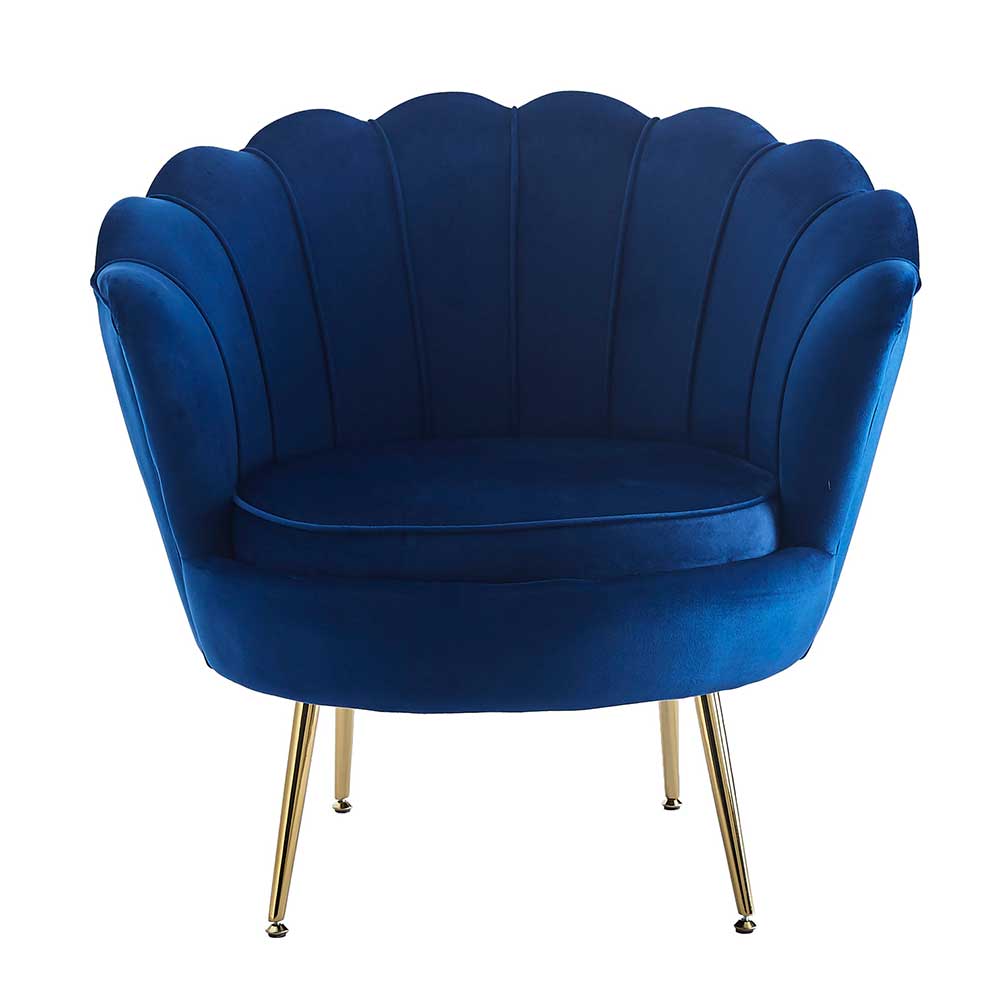 Muschel Design Sessel in Blau Samtbezug - Dotagon
