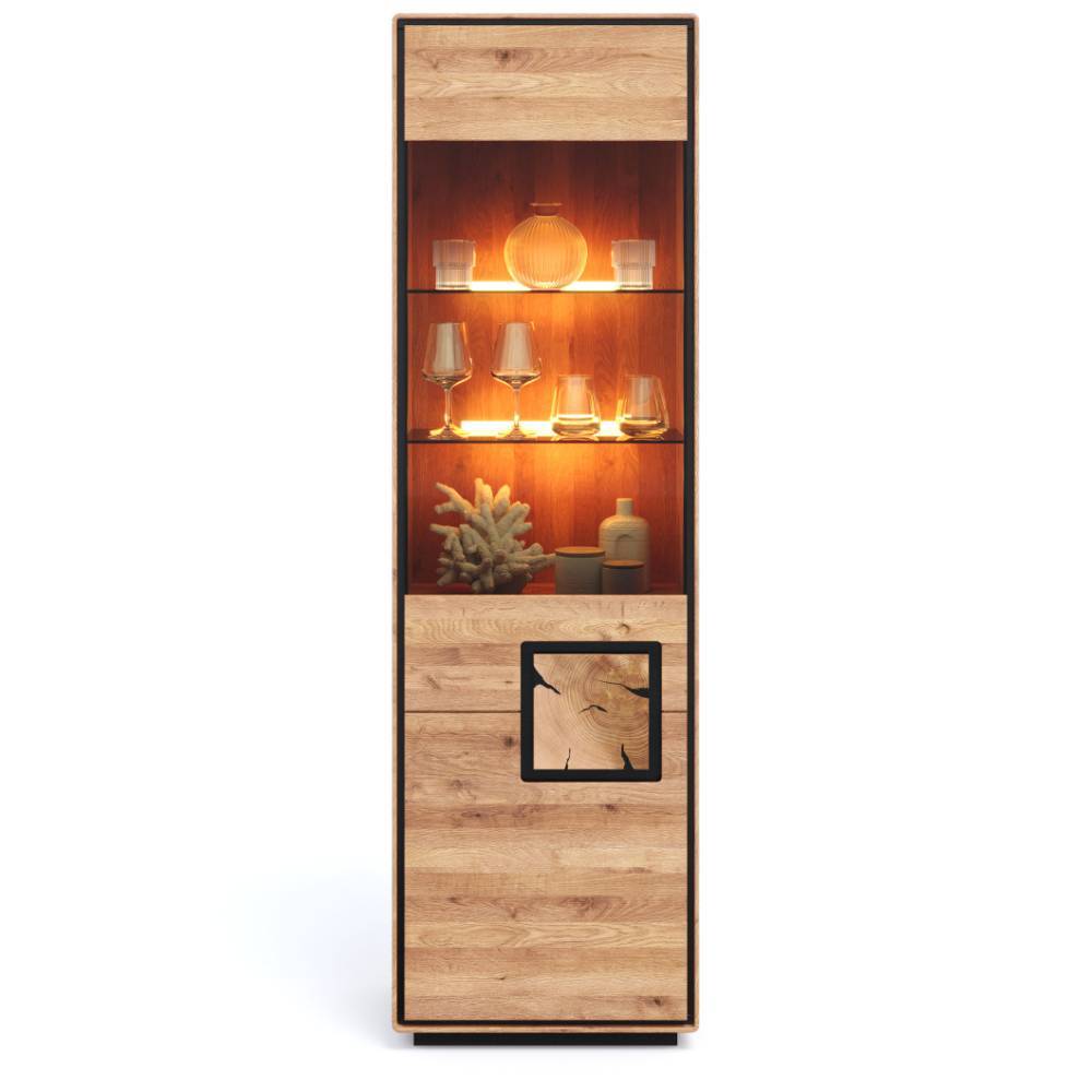 Wohnzimmer Vitrine mit Hirnholz Applikation - Shipper