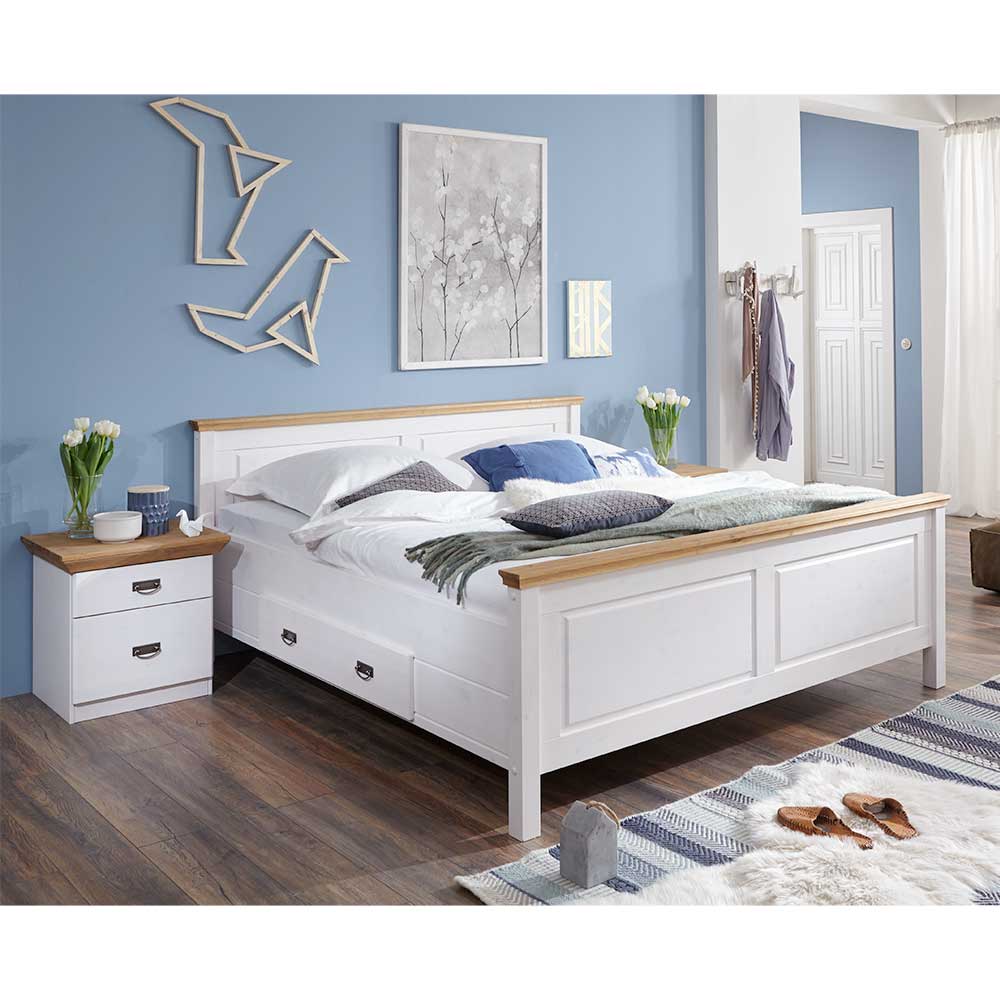 Set Landhausbett & Nachtschränke - Sibiuta (dreiteilig)