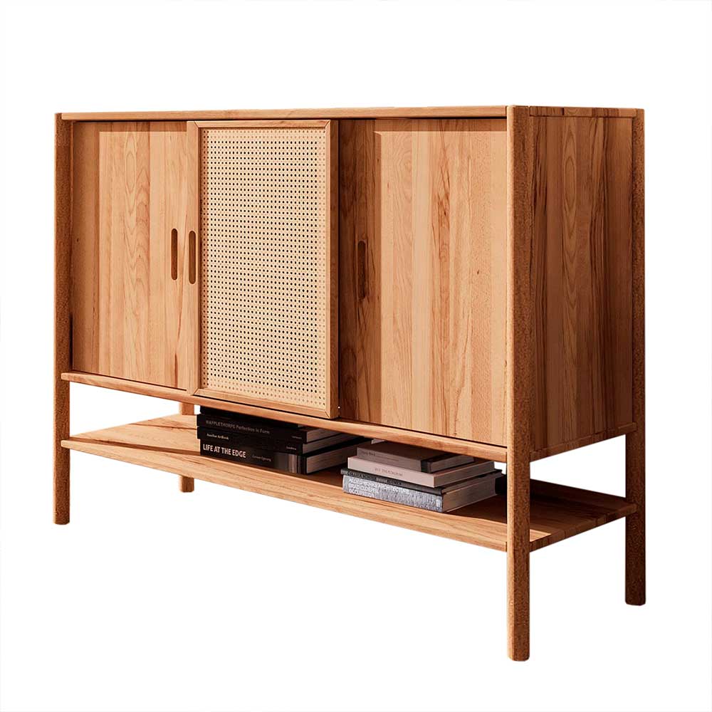 142x101x46 Wildbuche Sideboard mit drei Schiebetüren - Indrya