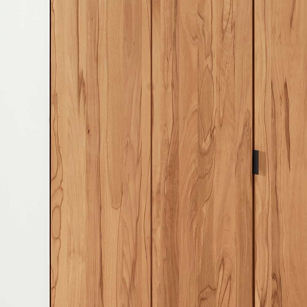 5-türiger Kleiderschrank aus Kernbuche & Weißglas - Izmaldon