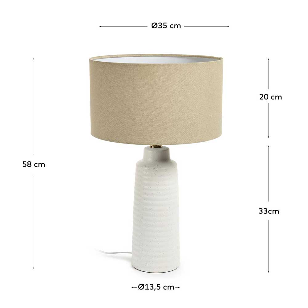 Tischlampe mit Keramik in Weiß - Laota