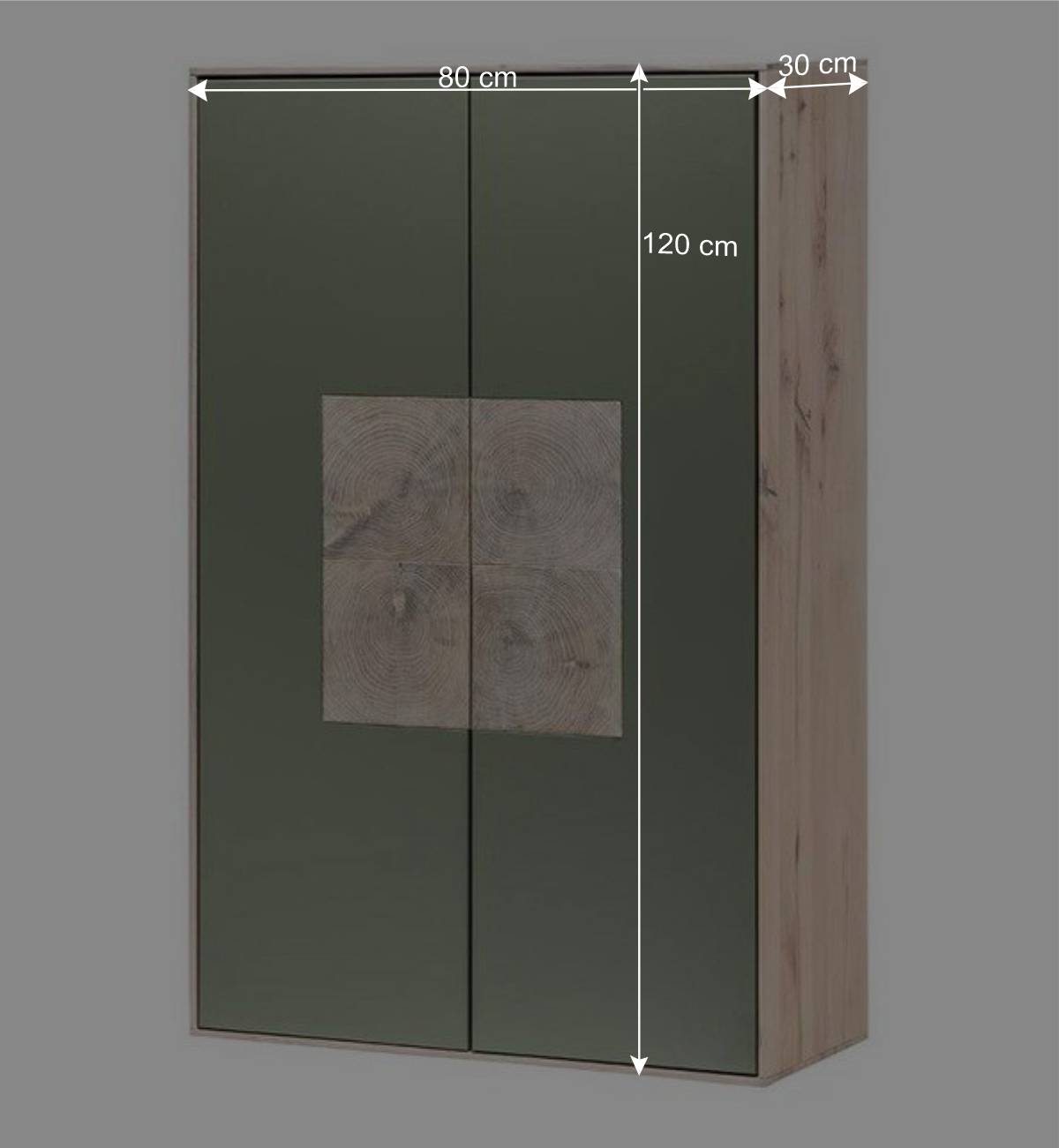 2-türiger Wohnzimmer Hängeschrank in Grau - Ajevos