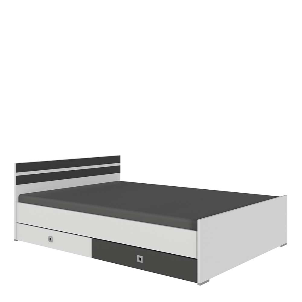 Bett in Weiß mit Dunkelgrau - Tamba