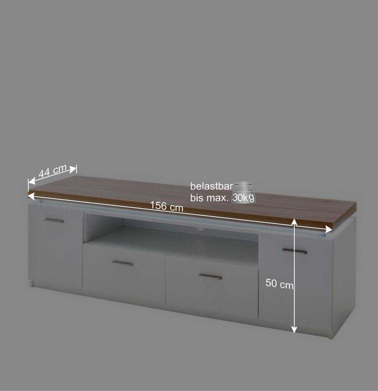 Moderner Unterschrank für TV mit LED - Nusenia