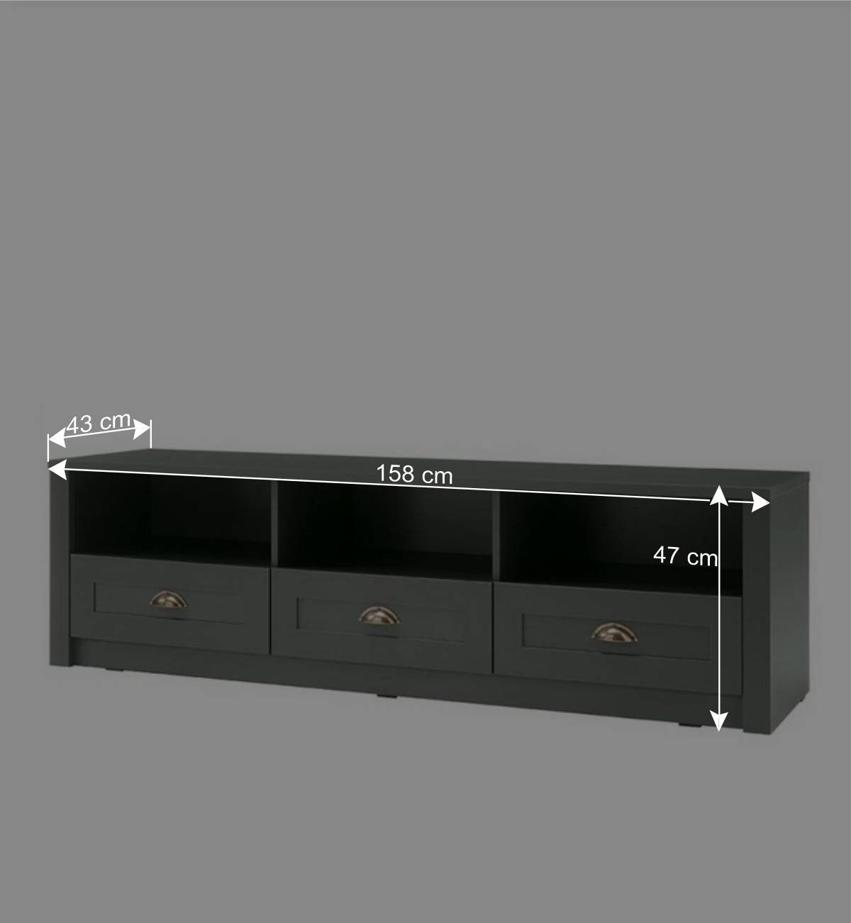 158x47x43 Landhaus TV Board in Dunkelgrün - Niestov