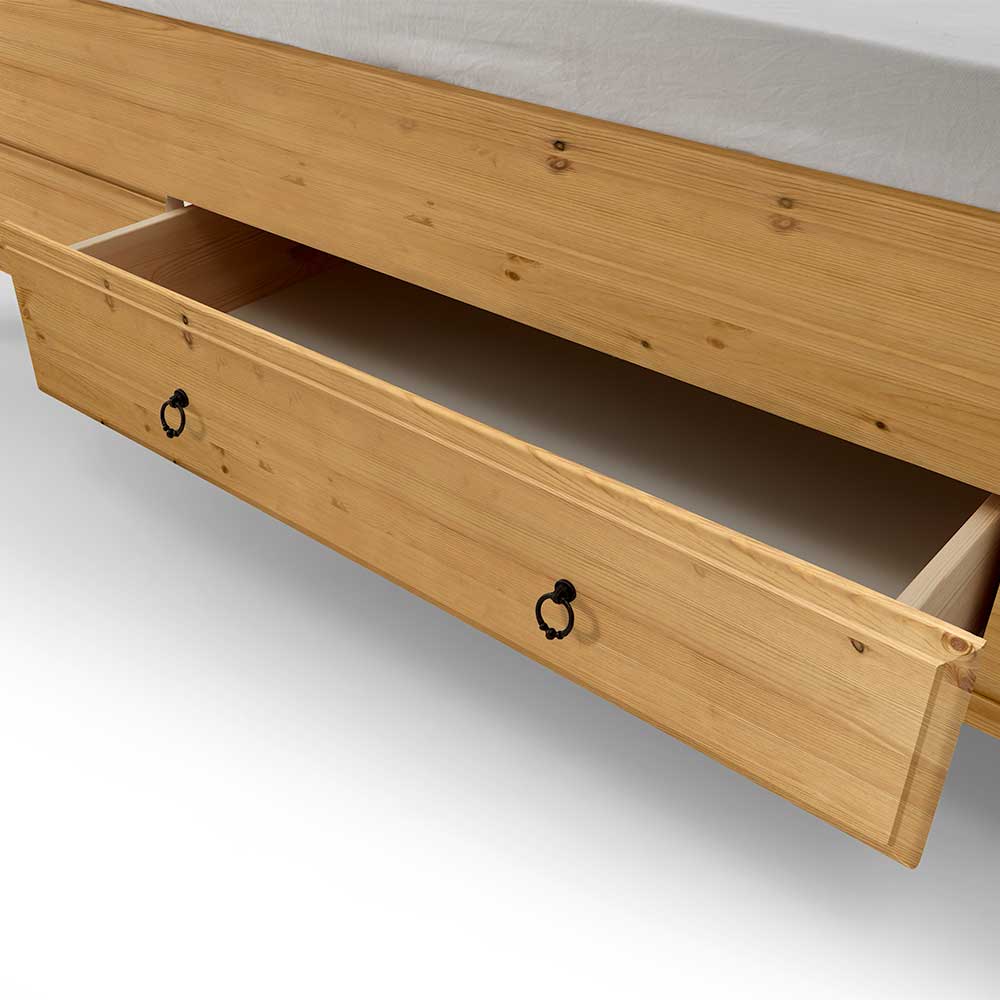 Landhaus Kiefernholz Bett mit Schublade - Cabressan