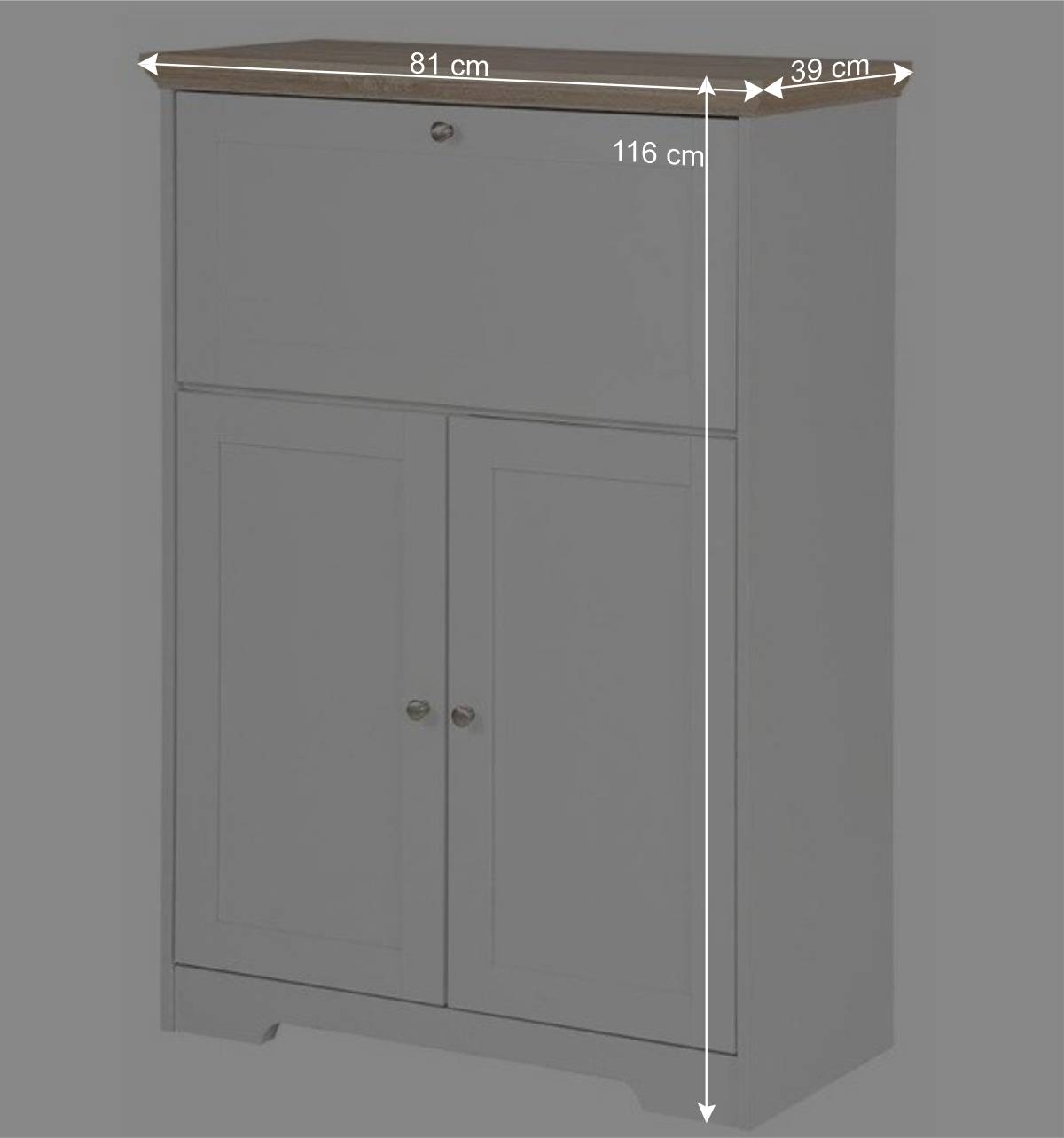 81x116x39 Schreibschrank Sekretär in Weiß - Akedra