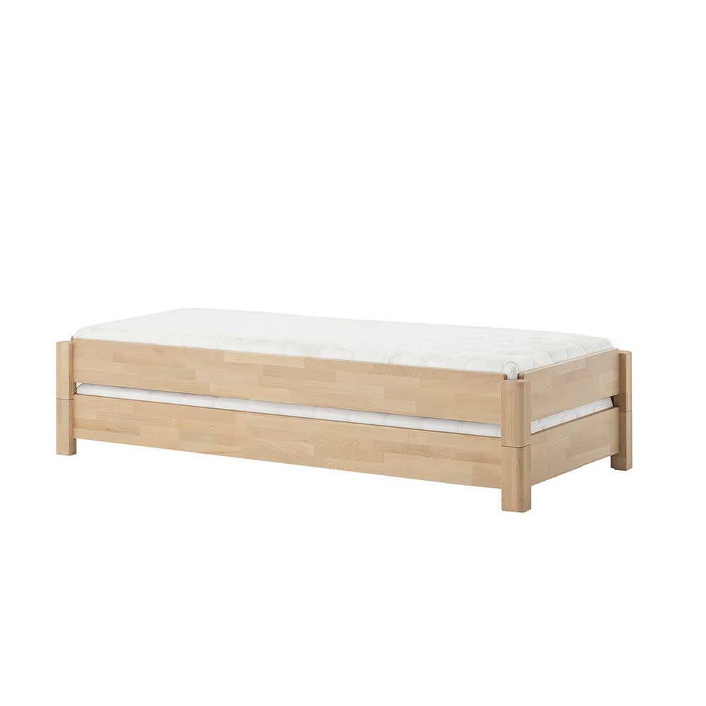 Massivholz Stapelbett Pseidoca aus Buche natur geölt (zweiteilig)