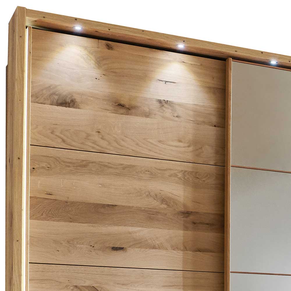 4-türiger Schwebetürenschrank in Eiche Bianco - Brownie