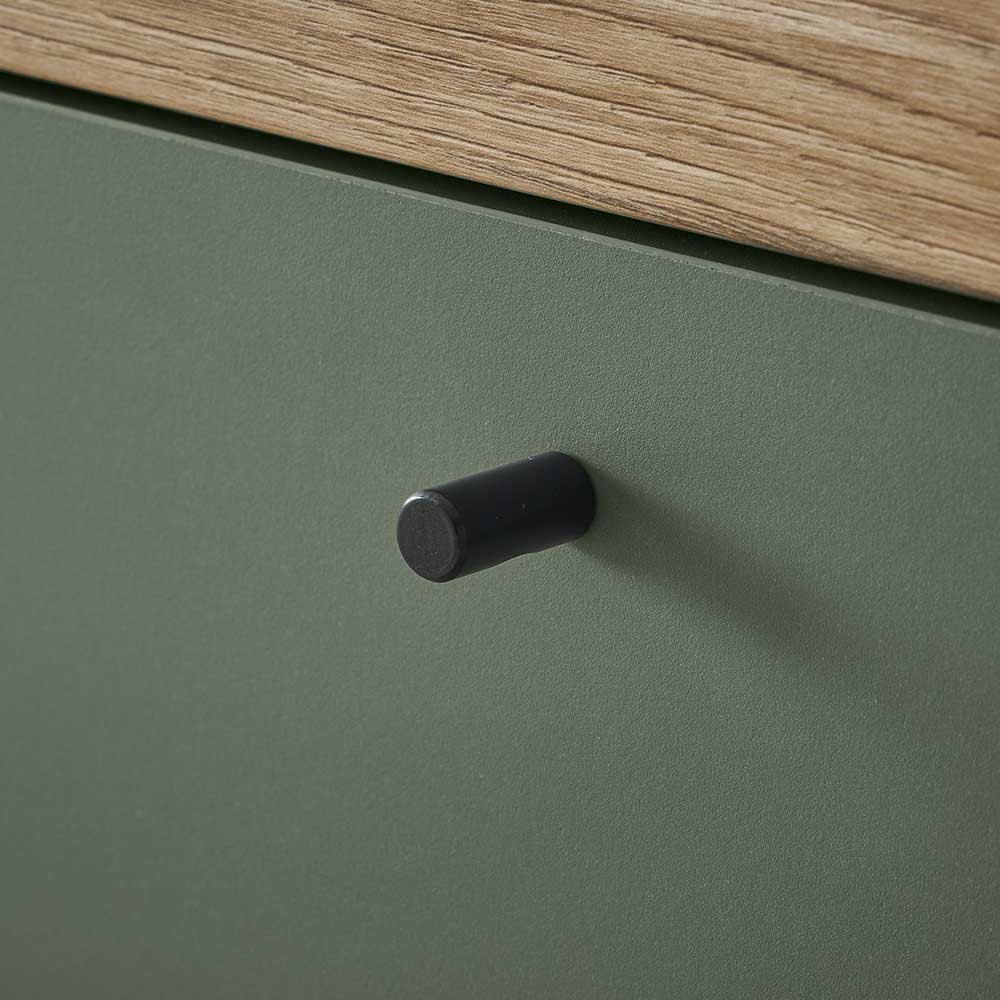 TV Lowboard in Graugrün und Wildeiche - Oliva