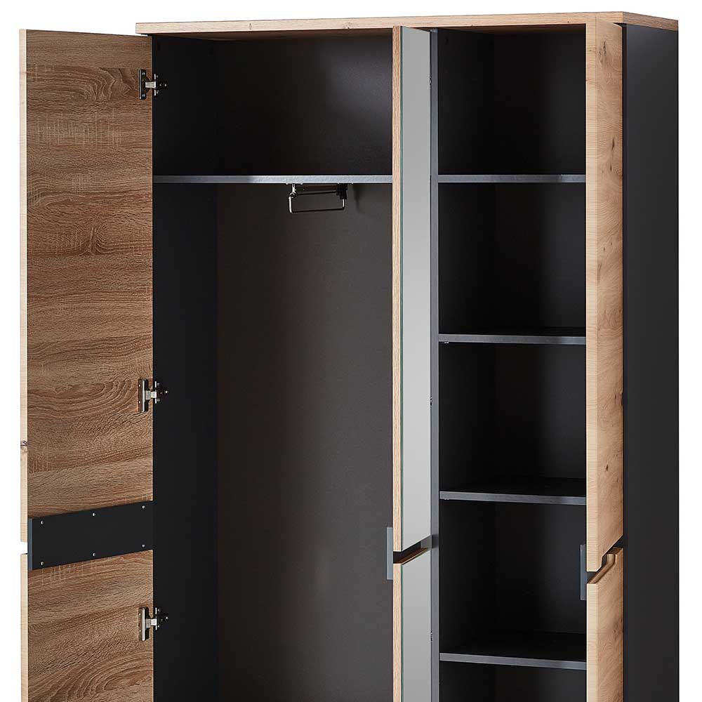 105x192x38 cm Dielen Kleiderschrank mit Spiegel - Kuetra