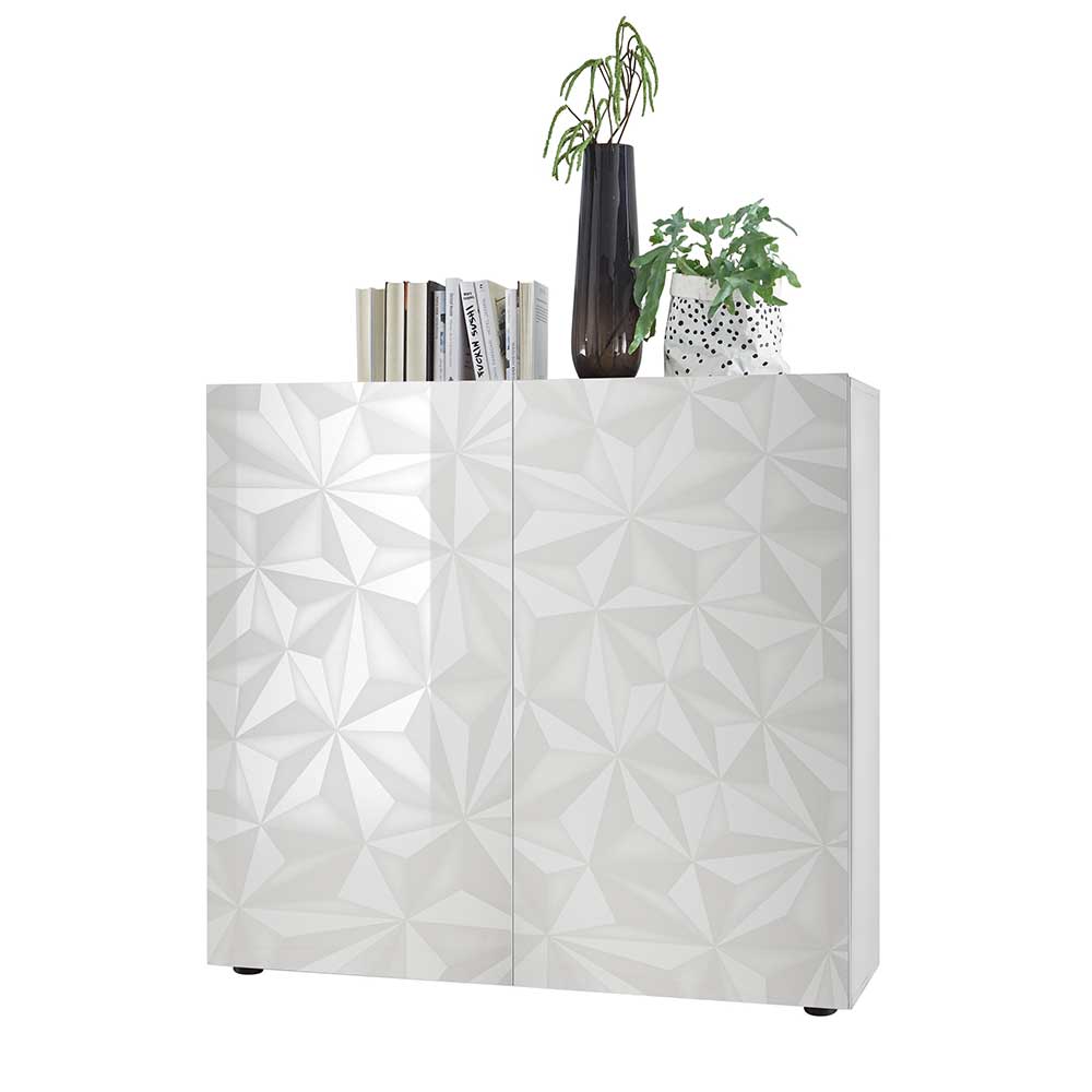 121x111x42 Schrank in Weiß hochglänzend - Vovasoma