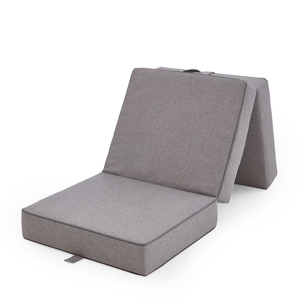 Grauer Falthocker in praktischer Sessel- und Relaxliege-Position – Laviette