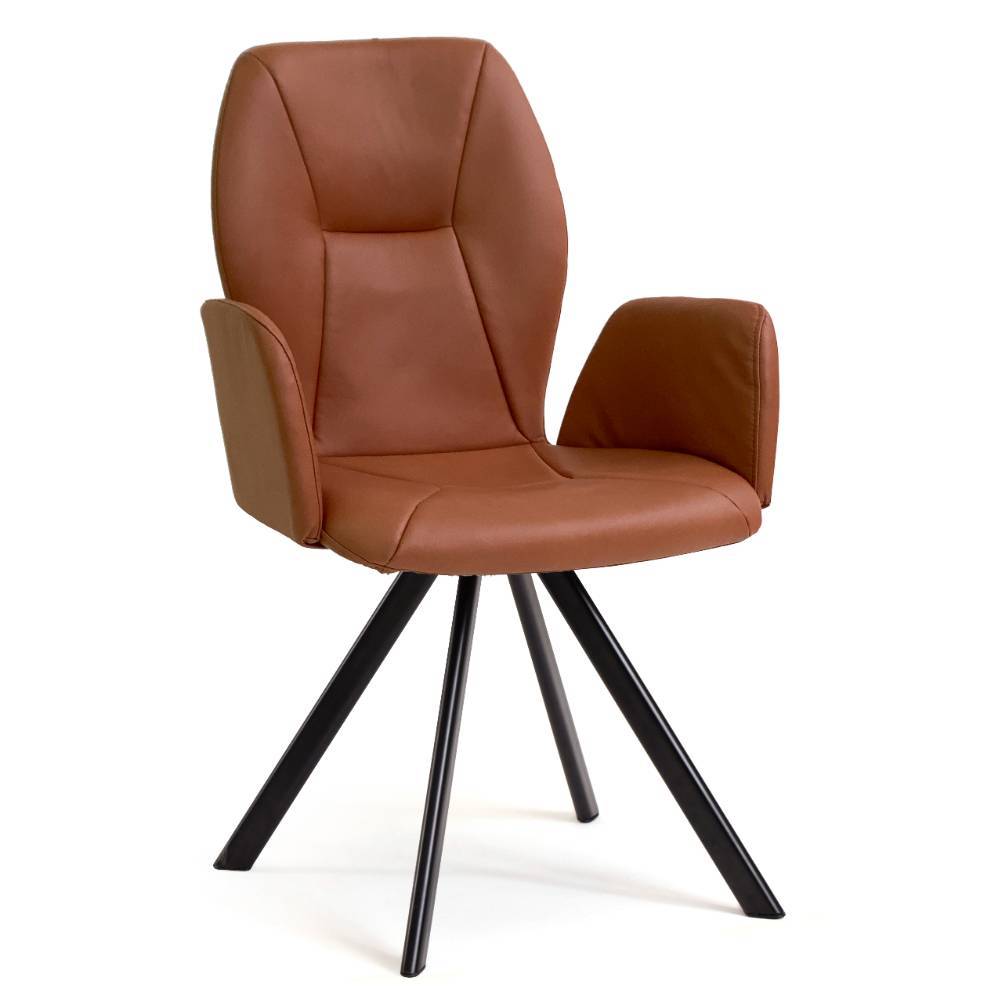 Design-Esstischsessel in Cognac Braun - Oseidon