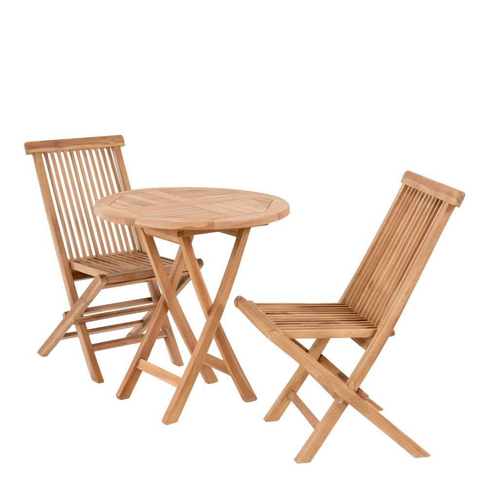 Balkon Tischgruppe aus Teak Massivholz - Senvelita (dreiteilig)