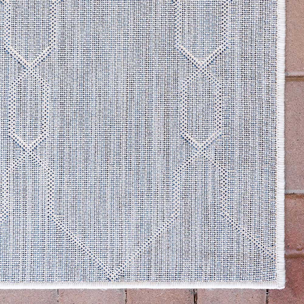 Teppich Indoor oder Outdoor in Creme und Dunkelblau - Asbro