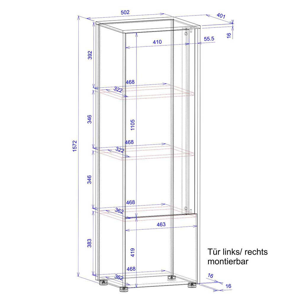 50x158x40 Schrank in Anthrazit mit Wildeiche - Ahilav