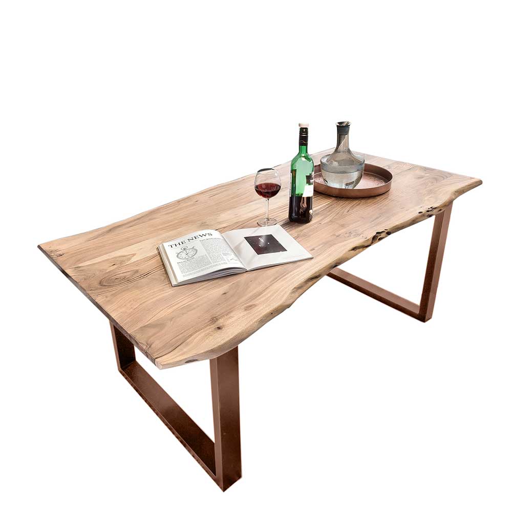 Baumkante Esszimmertisch mit U-Gestell Braun - Jeguta