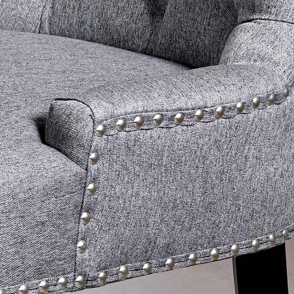Chesterfield Stuhl in Grau meliert und Schwarz - Menton