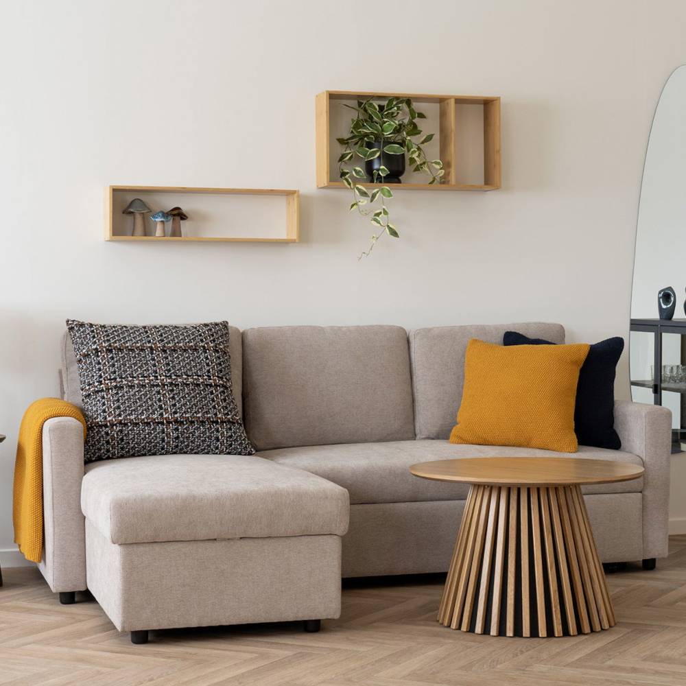 Sofaecke mit Bettfunktion in Beigegrau - Adhipa