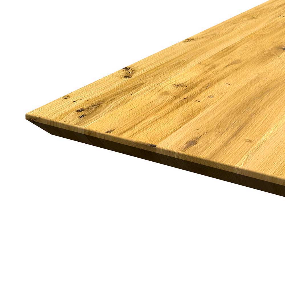 Designtisch mit Schweizer Kante aus Eiche massiv - Alexandro